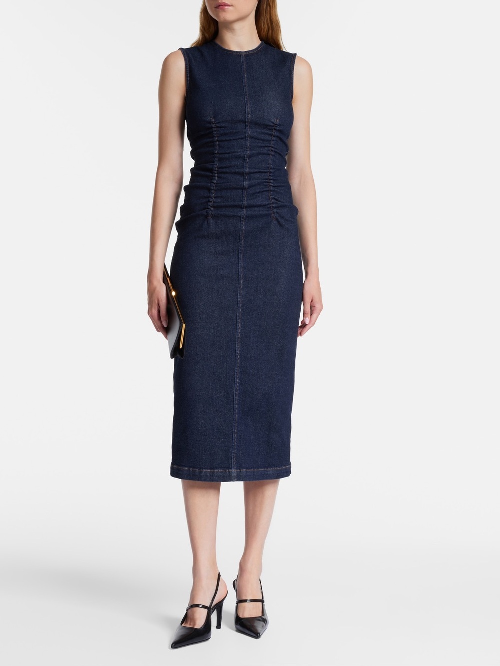 MaxMara Sportmax Sleeveless Dark Blue Denim Midi Dress(like new)
